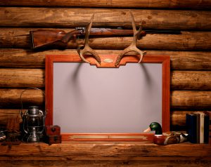 Blank frame on Fireplace Mantle